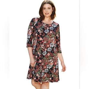 Ellos Floral Black and Red Dress